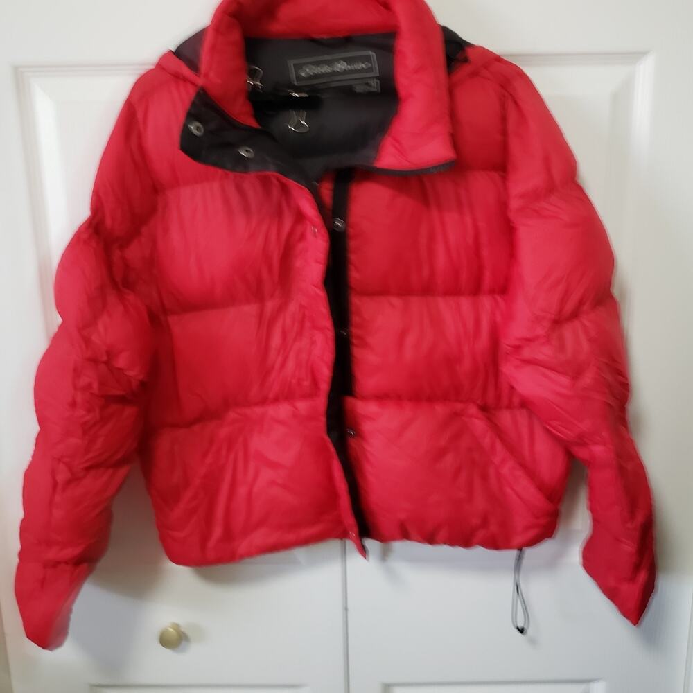 REI Womens Red Puffer Jacket Size Med Down With Hood